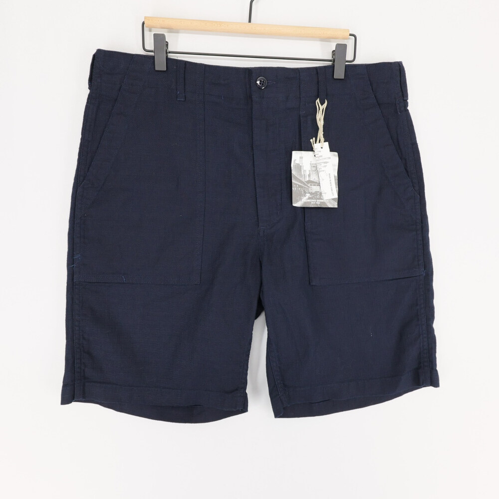 Engineered Garments Fatigue Shorts Mens L Dark Blue Cotton Linen Made In USA